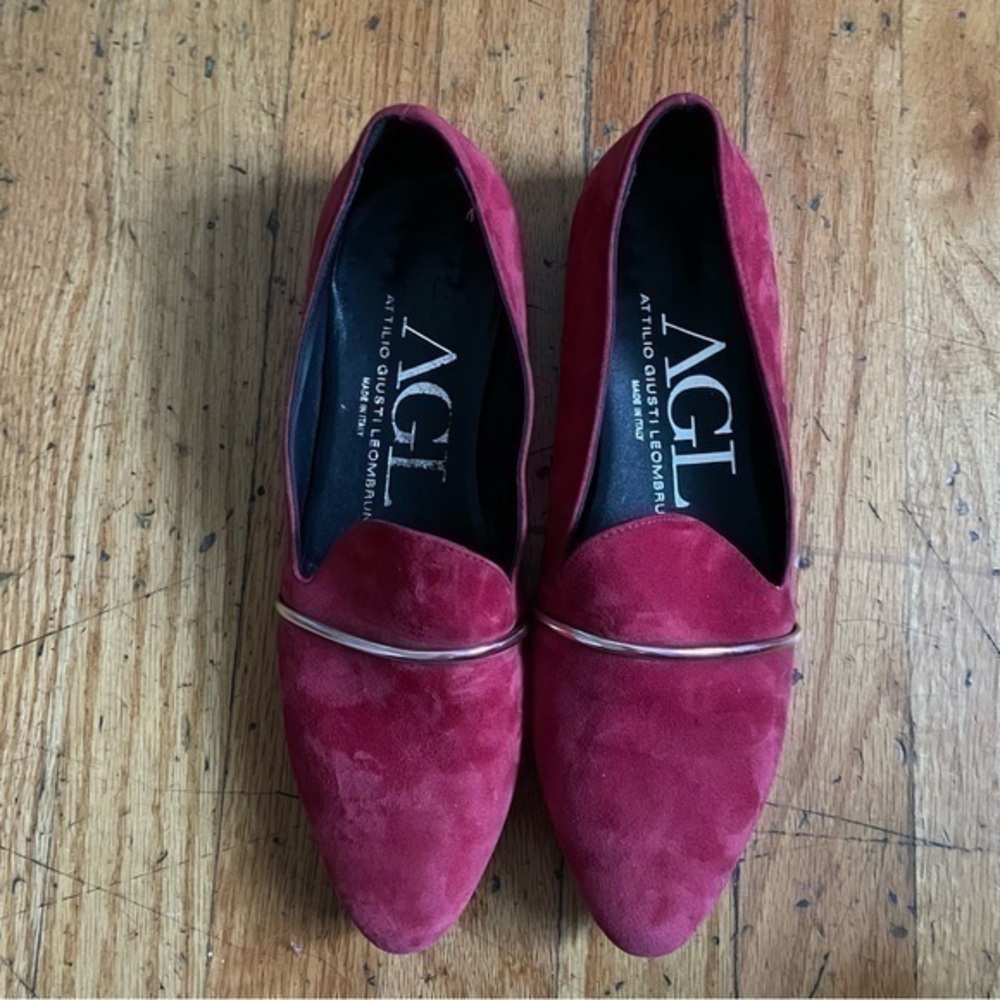 AGL Red Leather Flats Size 7.5